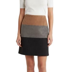 Amanda + Chelsea Colorblock Mini Skirt Tan Gray Charcoal Women Size XL NWT